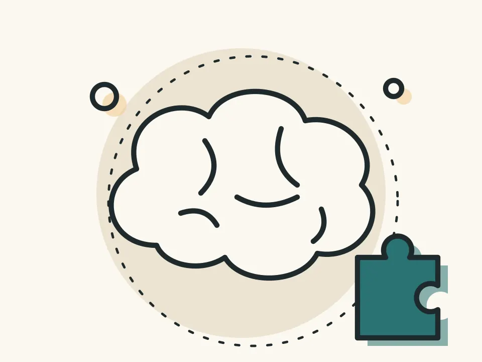 Illustration: stylized brain and puzzle piece