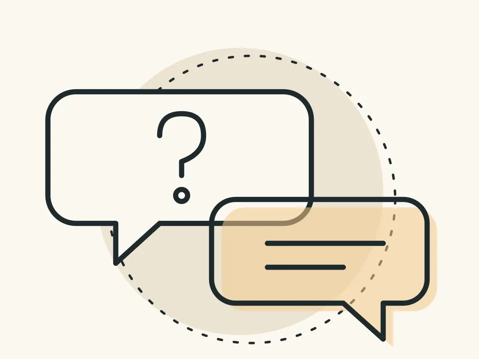 Illustration: two speech bubbles with a question mark