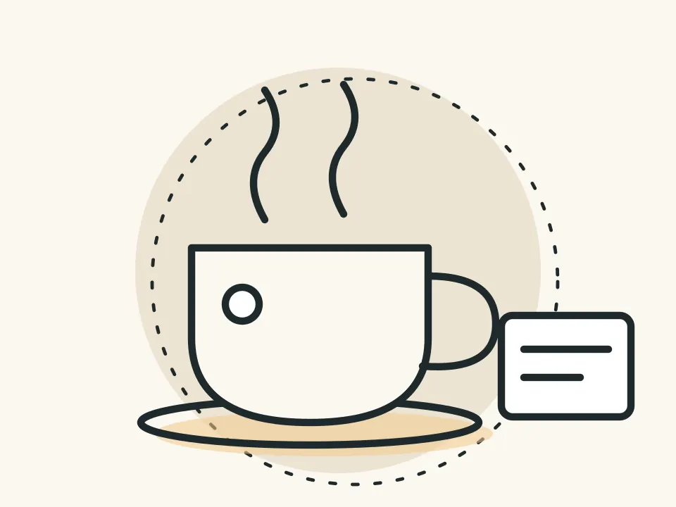 Illustration: warm cup and a small notebook